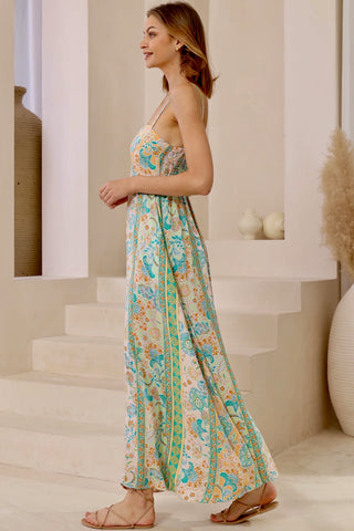 Paloma Singlet Maxi Dress - Green/Orange Dresses IRIS MAXI   