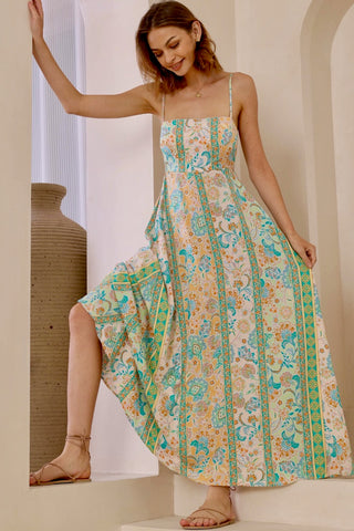 Paloma Singlet Maxi Dress - Green/Orange Dresses IRIS MAXI   