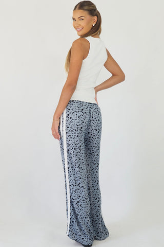 Rina Blue/Grey Leopard Racer Pants - By Frankie Bottoms By Frankie