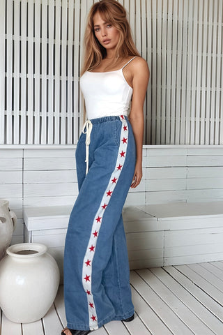 Denim Star Racer Pants - By Frankie Bottoms BY FRANKIE