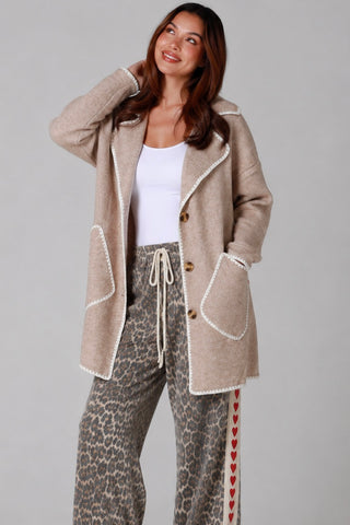 Isla Cardigan/Jacket - Beige Outerwear Sage Collective