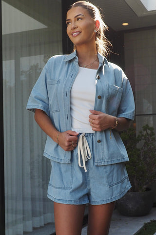 Keeley Light Denim Shirt - By Frankie TOPS By Frankie