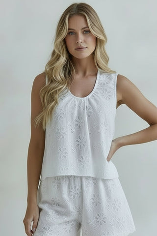 Taline White Embroidered Shorts Shorts Du Soleil