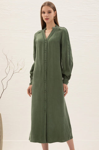 Sally Cupro Midi Dress - Khaki Dresses GDS   