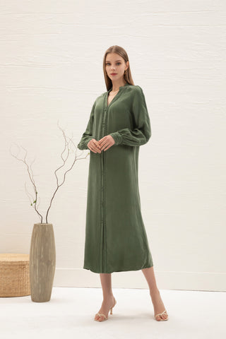 Sally Cupro Midi Dress - Khaki Dresses GDS   