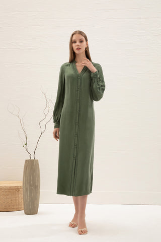 Sally Cupro Midi Dress - Khaki Dresses GDS   