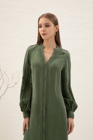 Sally Cupro Midi Dress - Khaki Dresses GDS   