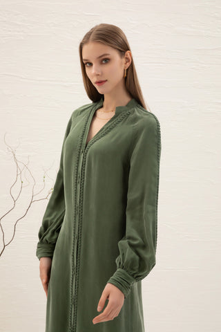 Sally Cupro Midi Dress - Khaki Dresses GDS   