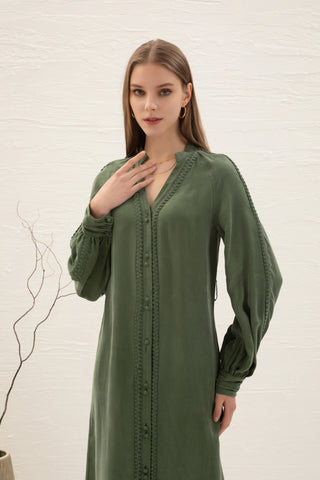 Sally Cupro Midi Dress - Khaki Dresses GDS   