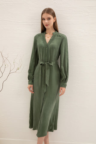 Sally Cupro Midi Dress - Khaki Dresses GDS   