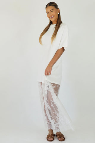 Oversized Tee With Lace Skirt - By Frankie maxi dress By Frankie