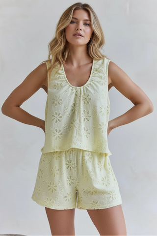 Taline Lemon Embroidered Top TOPS Du Soleil