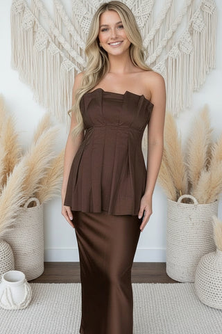 Ruffle Top With Satin Skirt Set - By Frankie sets By Frankie