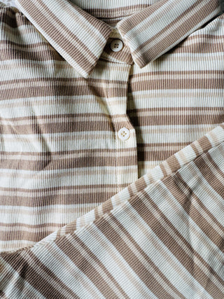 Beige/Brown Stripe Shirt Set - By Frankie Sets By Frankie
