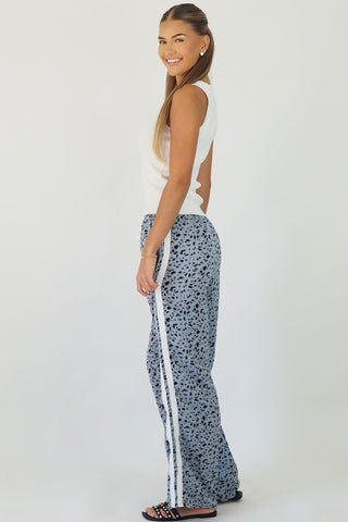 Rina Blue/Grey Leopard Racer Pants - By Frankie Bottoms By Frankie