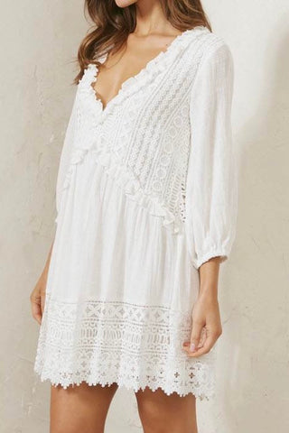 Carly Lace Mini Dress - White Dresses Indikah