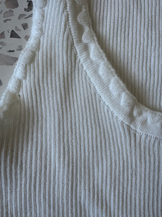 Hollie Knit Ribbed Singlet - White Tops MIRACLE