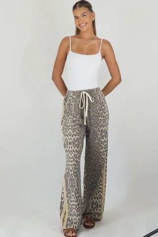 OG Denim Leopard Racer Pants - By Frankie Bottoms BY FRANKIE