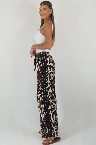 Lia Leopard Racer Pants Black Stripe - By Frankie Bottoms By Frankie