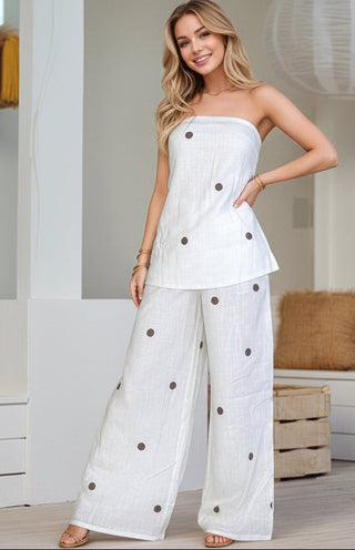 Emily White/Brown Polka Dot Set - By Frankie Sets By Frankie