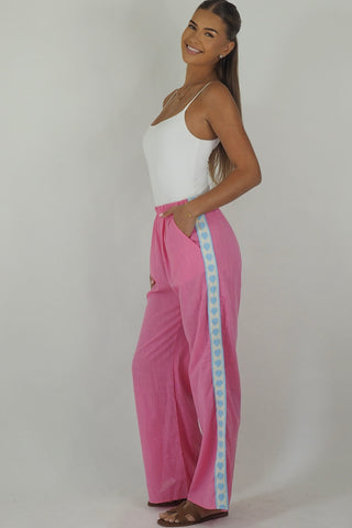 Pink & Blue Hearts Racer Pants - By Frankie Bottoms By Frankie