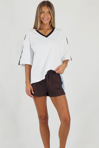 Retro Billy Track Shorts - Brown/Pink Bottoms Sage Collective