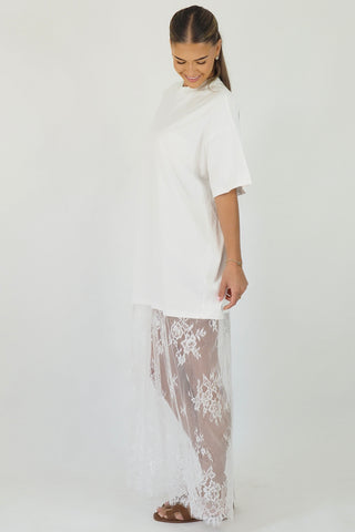 Oversized Tee With Lace Skirt - By Frankie maxi dress By Frankie