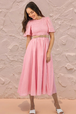Flutter Midi Dress - Pink Dresses Sage Collective