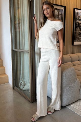 Layla Knit Pants - Cream Bottoms Du Soleil