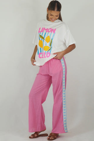 Pink & Blue Hearts Racer Pants - By Frankie Bottoms By Frankie