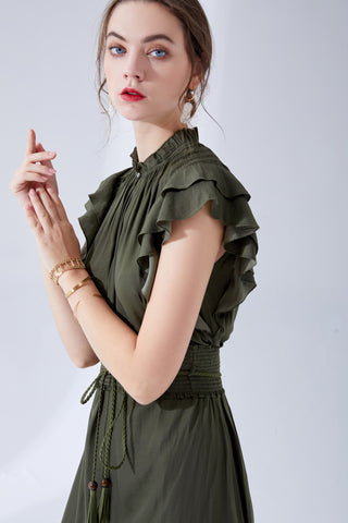 Selena Belted Midi - Khaki Dresses GDS