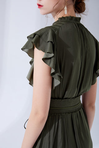 Selena Belted Midi - Khaki Dresses GDS