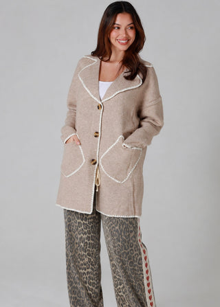 Isla Cardigan/Jacket - Beige Outerwear Sage Collective