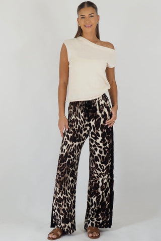 Lia Leopard Racer Pants Black Stripe - By Frankie Bottoms By Frankie