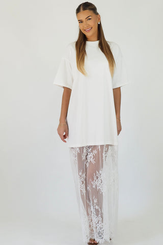 Oversized Tee With Lace Skirt - By Frankie maxi dress By Frankie