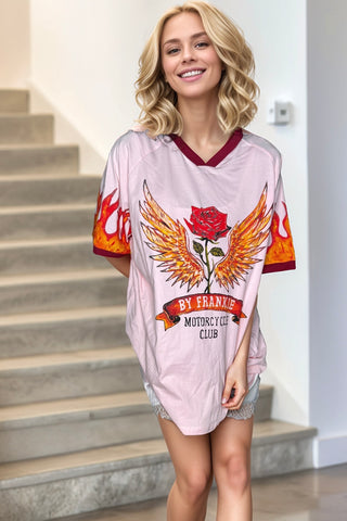 Flying Roses Pink Tee - By Frankie