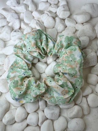 Mint Floral Hair Scrunchie Accessories Sage Collective