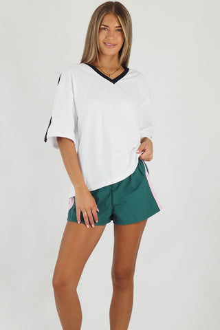 Retro Billy Track Shorts - Green/Pink Bottoms Sage Collective