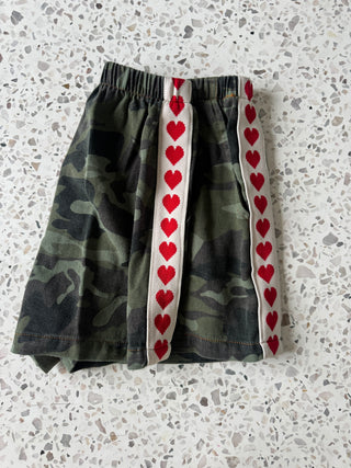 Camo Hearts Denim Shorts Red Hearts - By Frankie Bottoms By Frankie