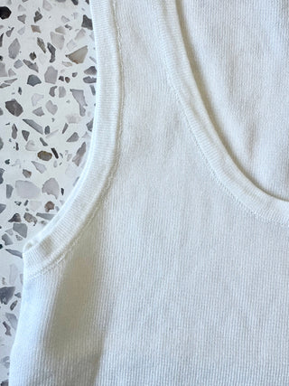 Cassi Ribbed Singlet - White Tops MIRACLE