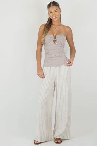 Georgia Boob Tube Top - Grey/Brown Tops Luvalot