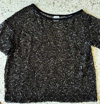 Aaliyah Off The Shoulder Sequins Mesh Tee - By Frankie Tops By Frankie