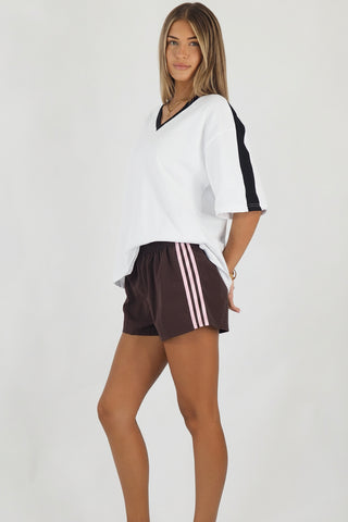 Retro Billy Track Shorts - Brown/Pink Bottoms Sage Collective