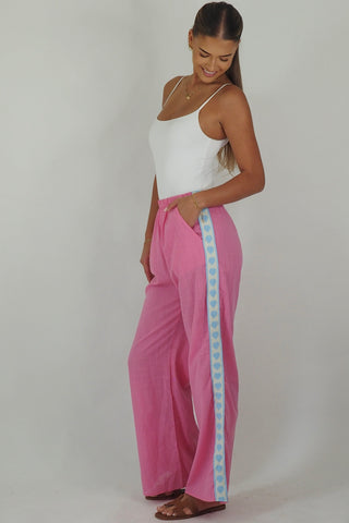 Pink & Blue Hearts Racer Pants - By Frankie Bottoms By Frankie