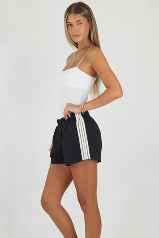 Retro Billy Track Shorts - Black/White Bottoms Sage Collective