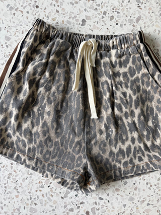 Leopard Racer Denim Shorts Three Stripe - By Frankie Bottoms By Frankie