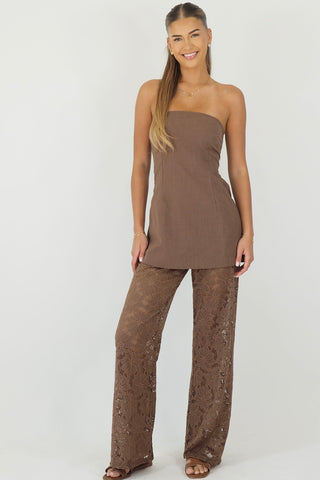Kate Brown Lace Pants Set - By Frankie sets By Frankie