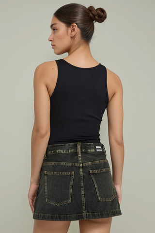 Black Ribbed Bodysuit Tops Indikah