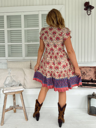 Sinade Mini- Cream/Pink/Purple Dresses Jaase