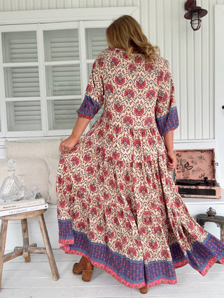 Sinade Maxi - Cream/Pink/Purple Dresses Jaase